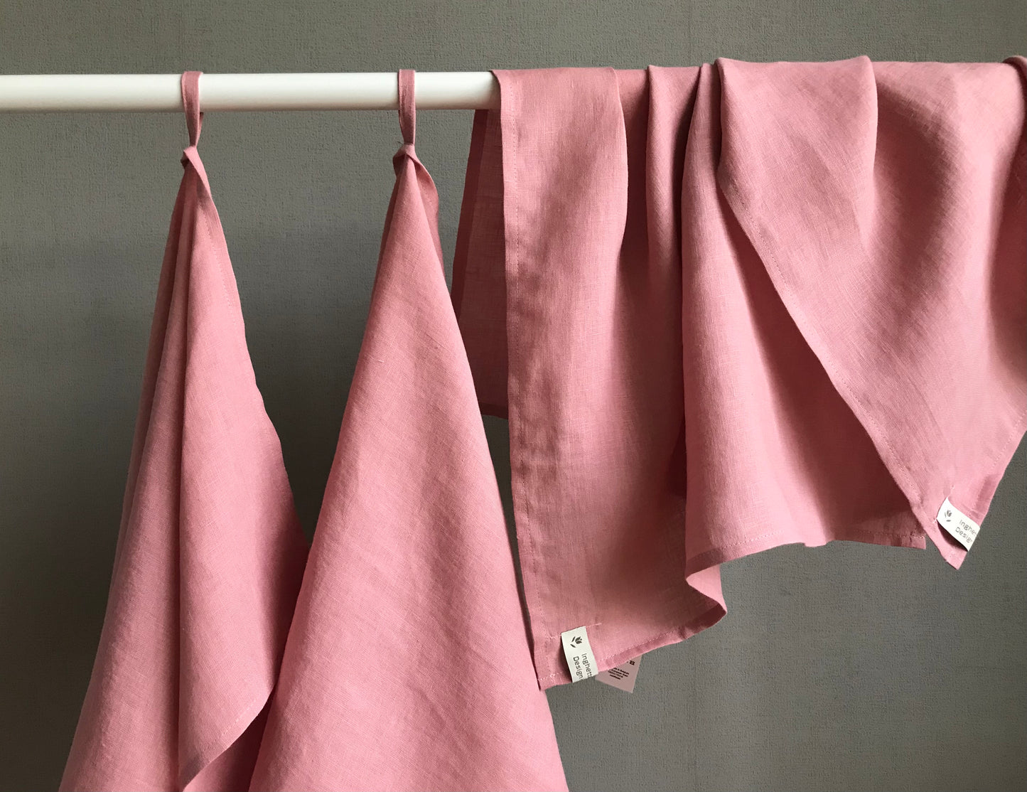 100% linen tea towel. Dish kitchen towel. Pink