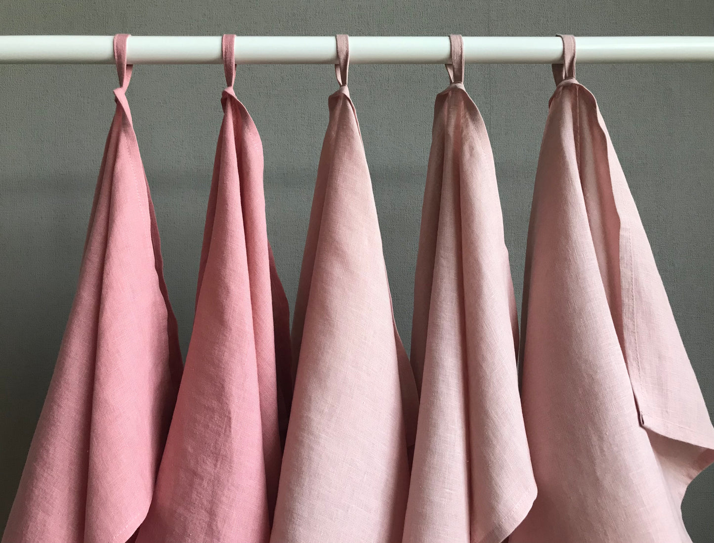 100% linen tea towel. Dish kitchen towel. Pink