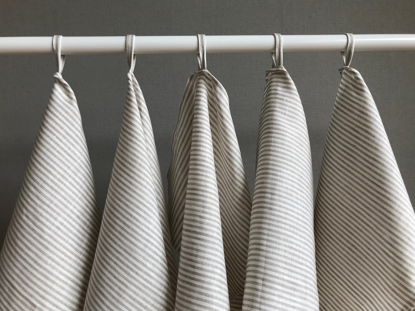 100% linen tea towel. Dish kitchen towel. Beige Stripes