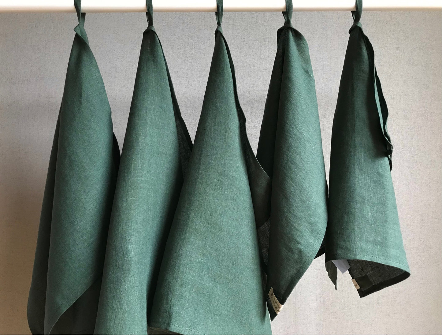 100% linen tea towel. Dish kitchen towel. Green