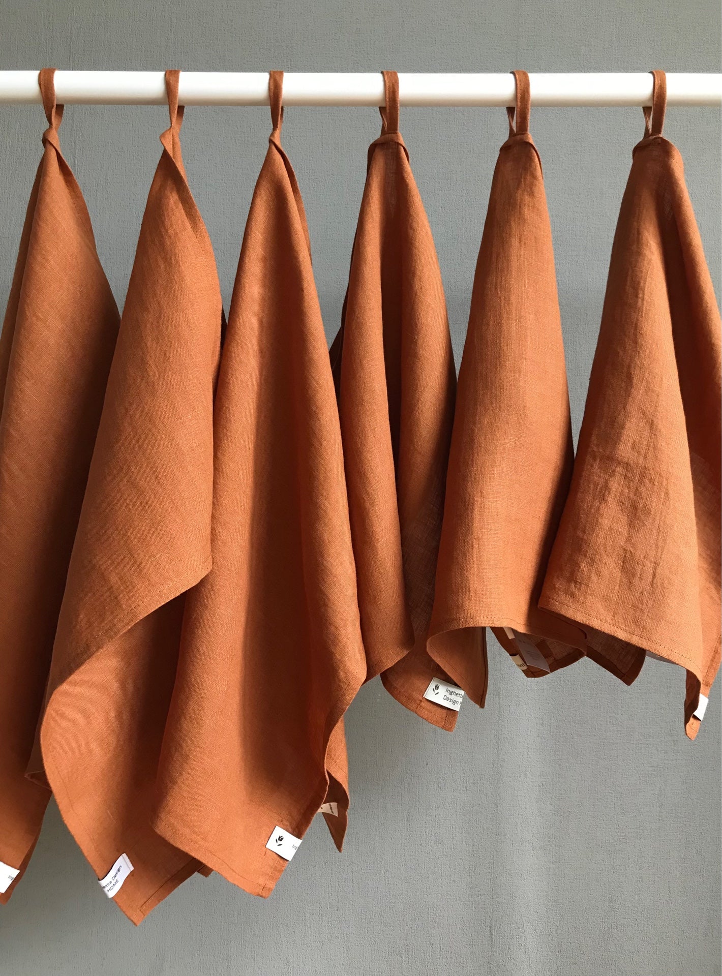 100% linen tea towel. Dish kitchen towel. Burnt orange