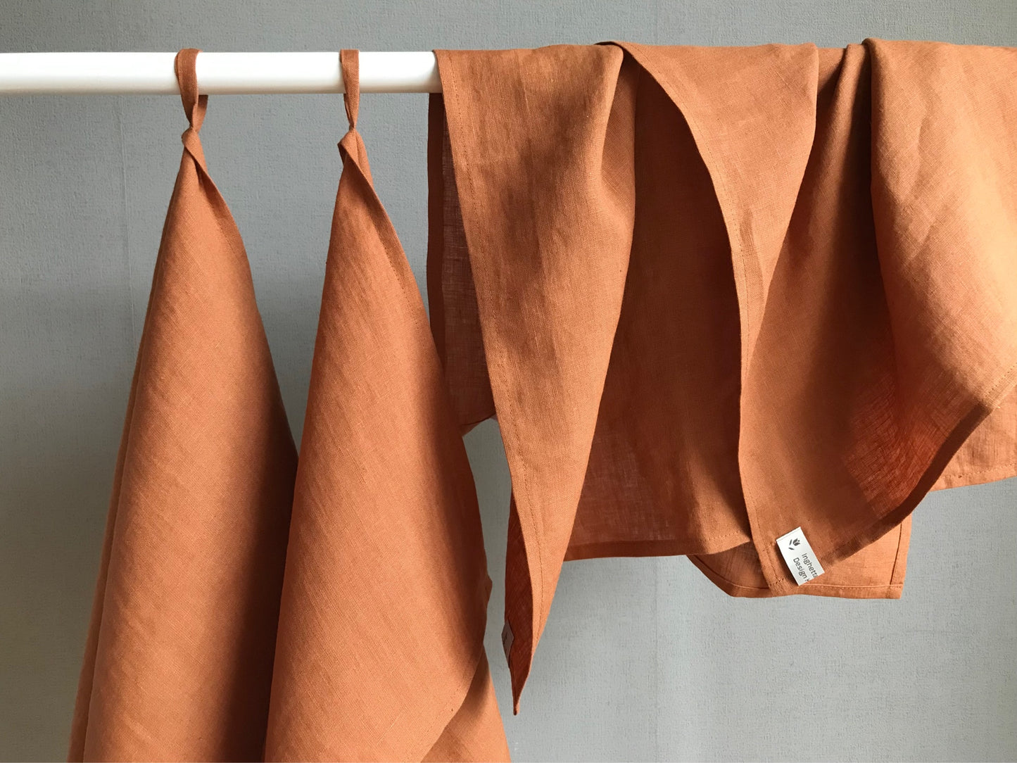 100% linen tea towel. Dish kitchen towel. Burnt orange
