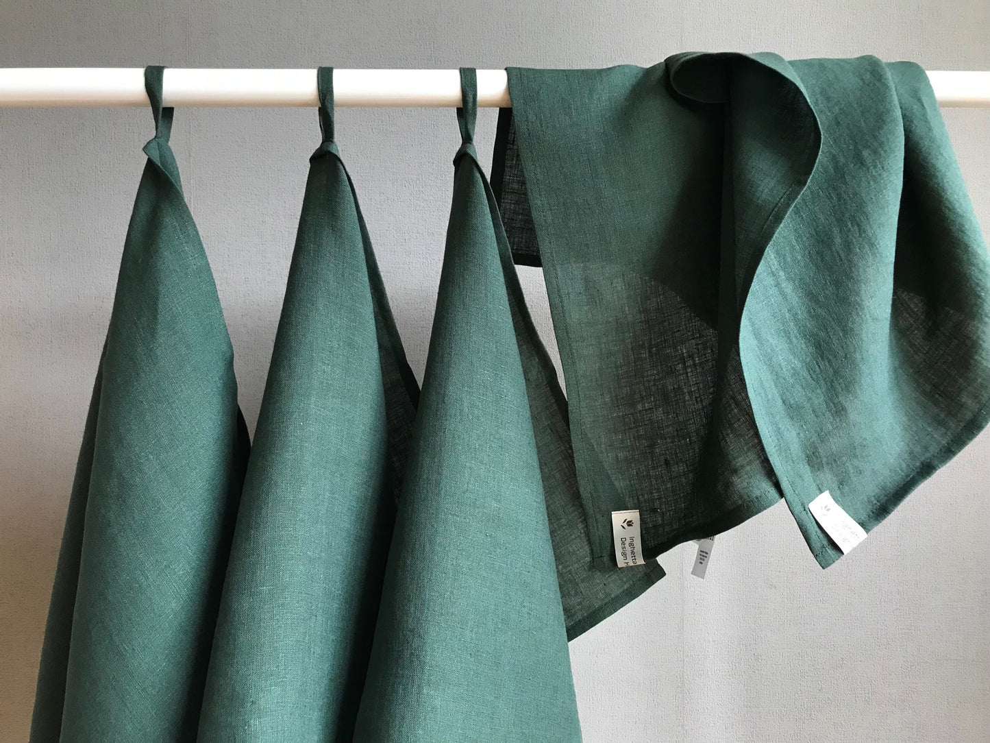 100% linen tea towel. Dish kitchen towel. Green