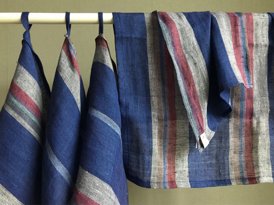 Kitchen linen tea towel. Navy blue