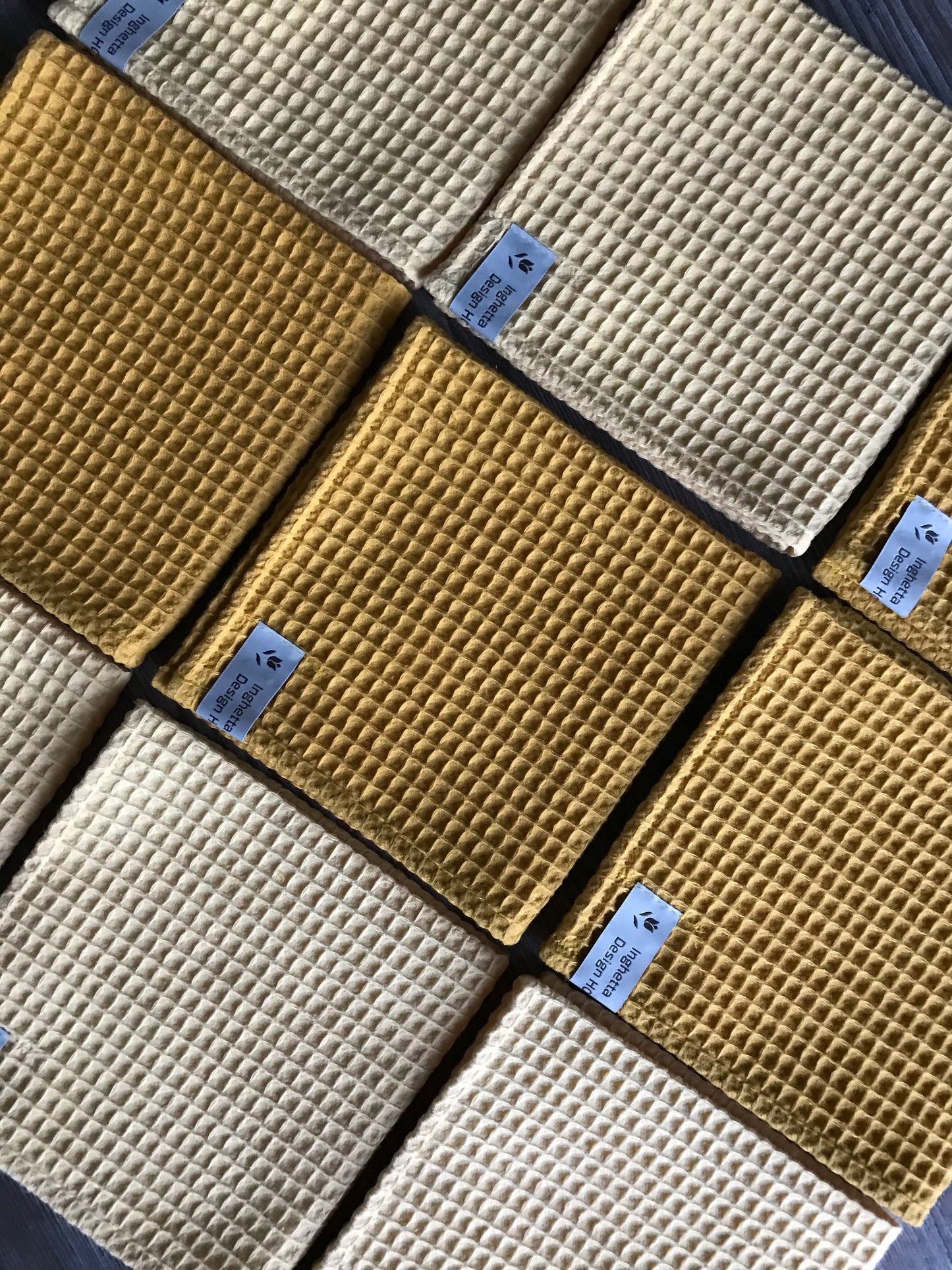 Cotton fingertips towel. Waffle weave small towels. Honey Yellow