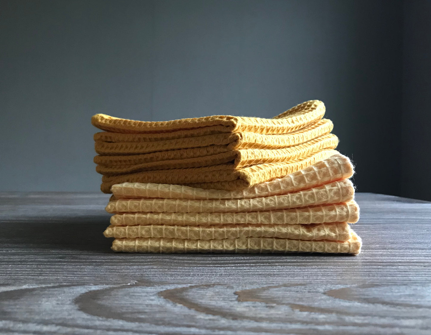 Cotton fingertips towel. Waffle weave small towels. Honey Yellow