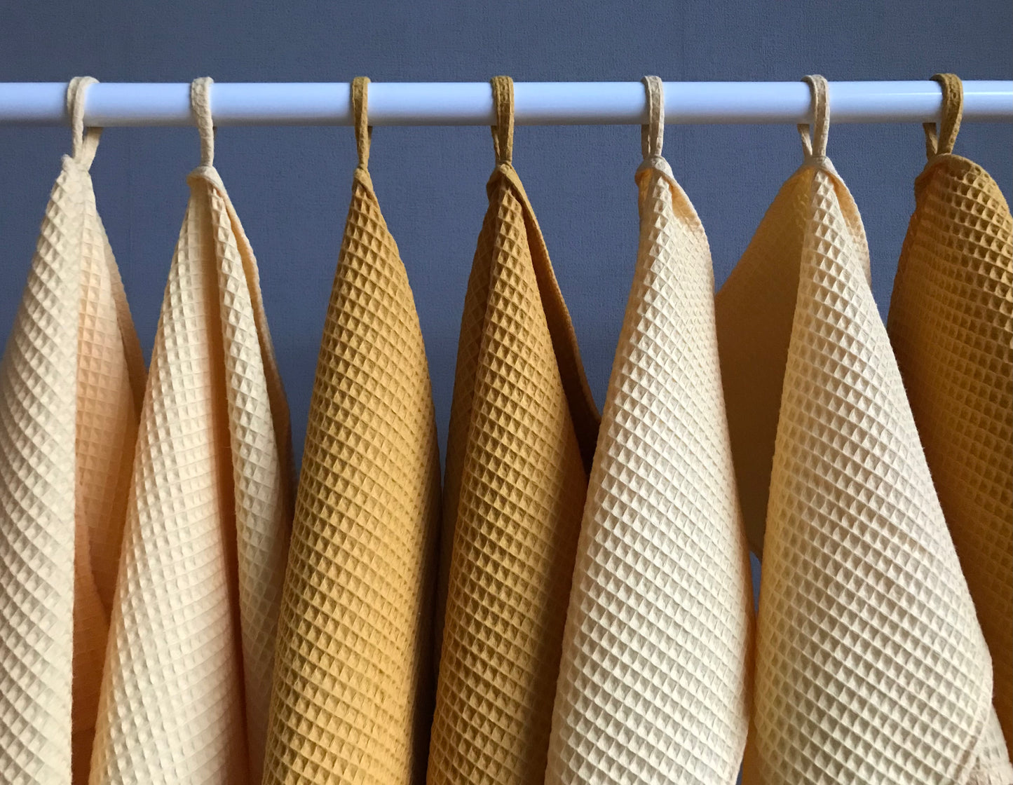 Cotton waffle kitchen towels. Hand towel. Honey Yellow