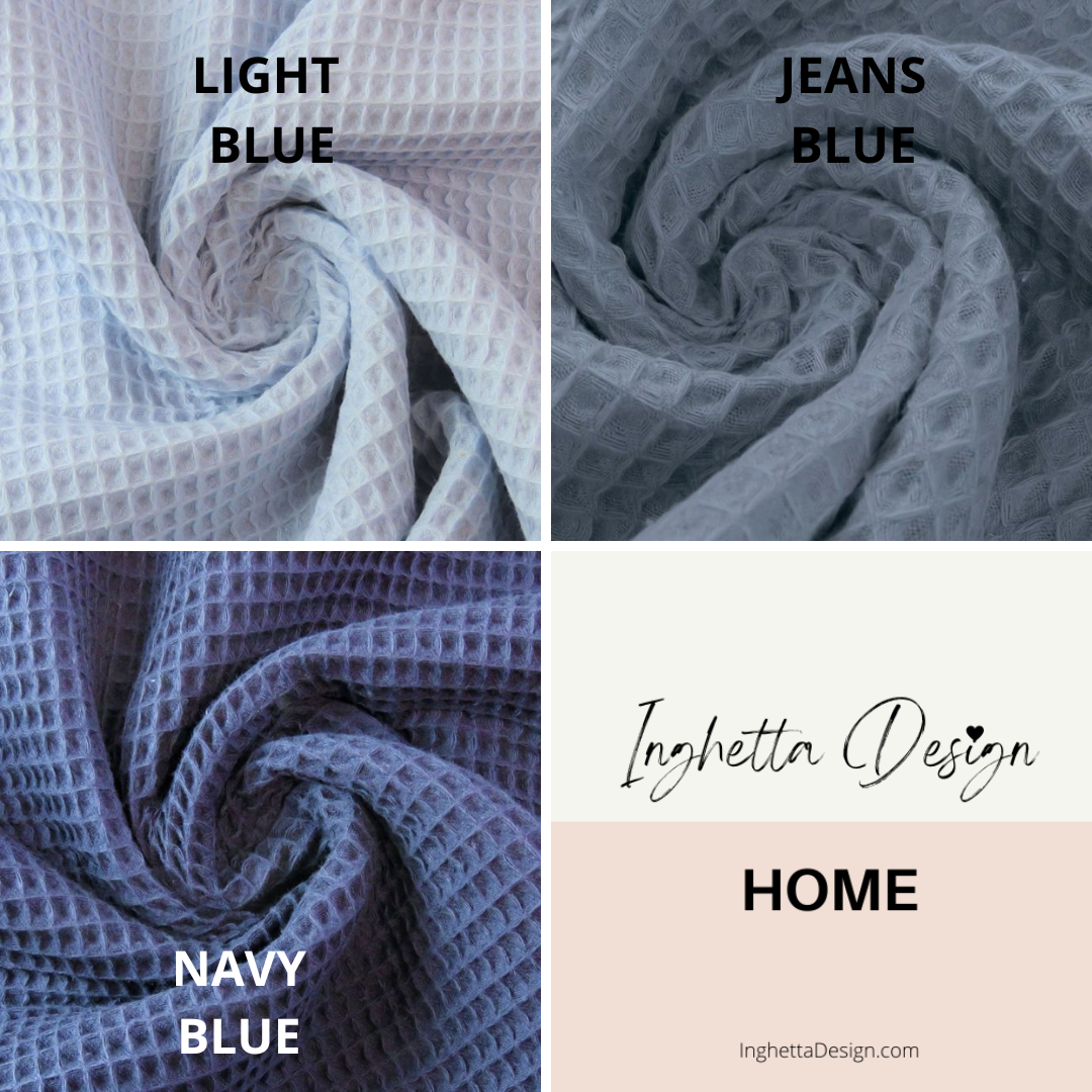 Cotton waffle kitchen towels. Hand towel. Blue