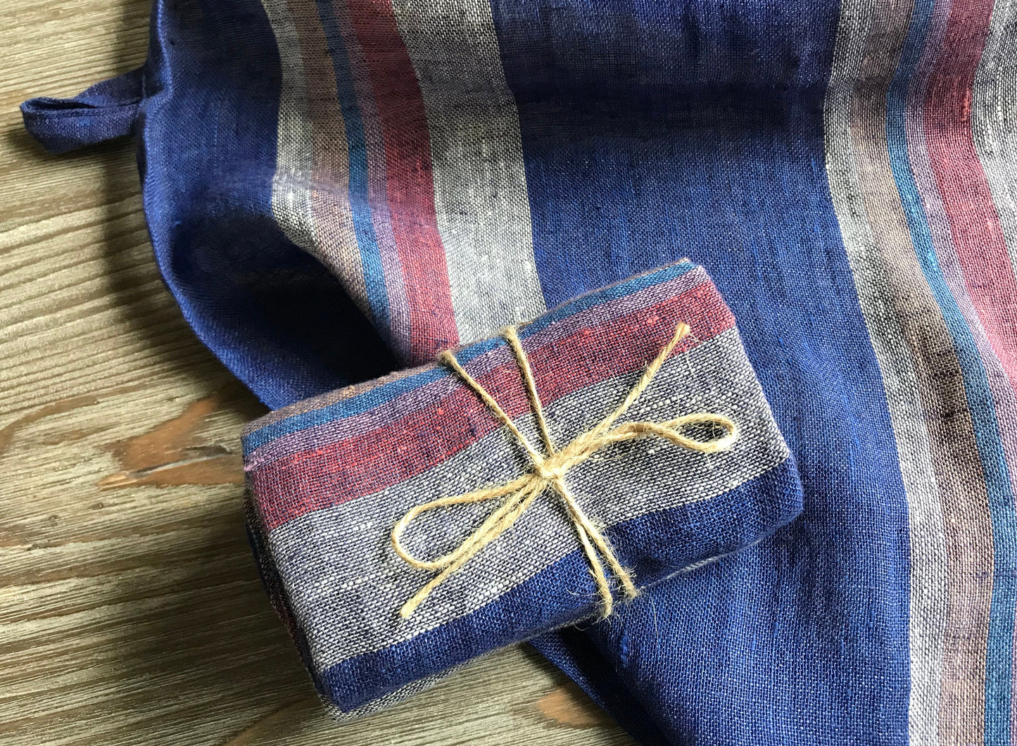 Kitchen linen tea towel. Navy blue