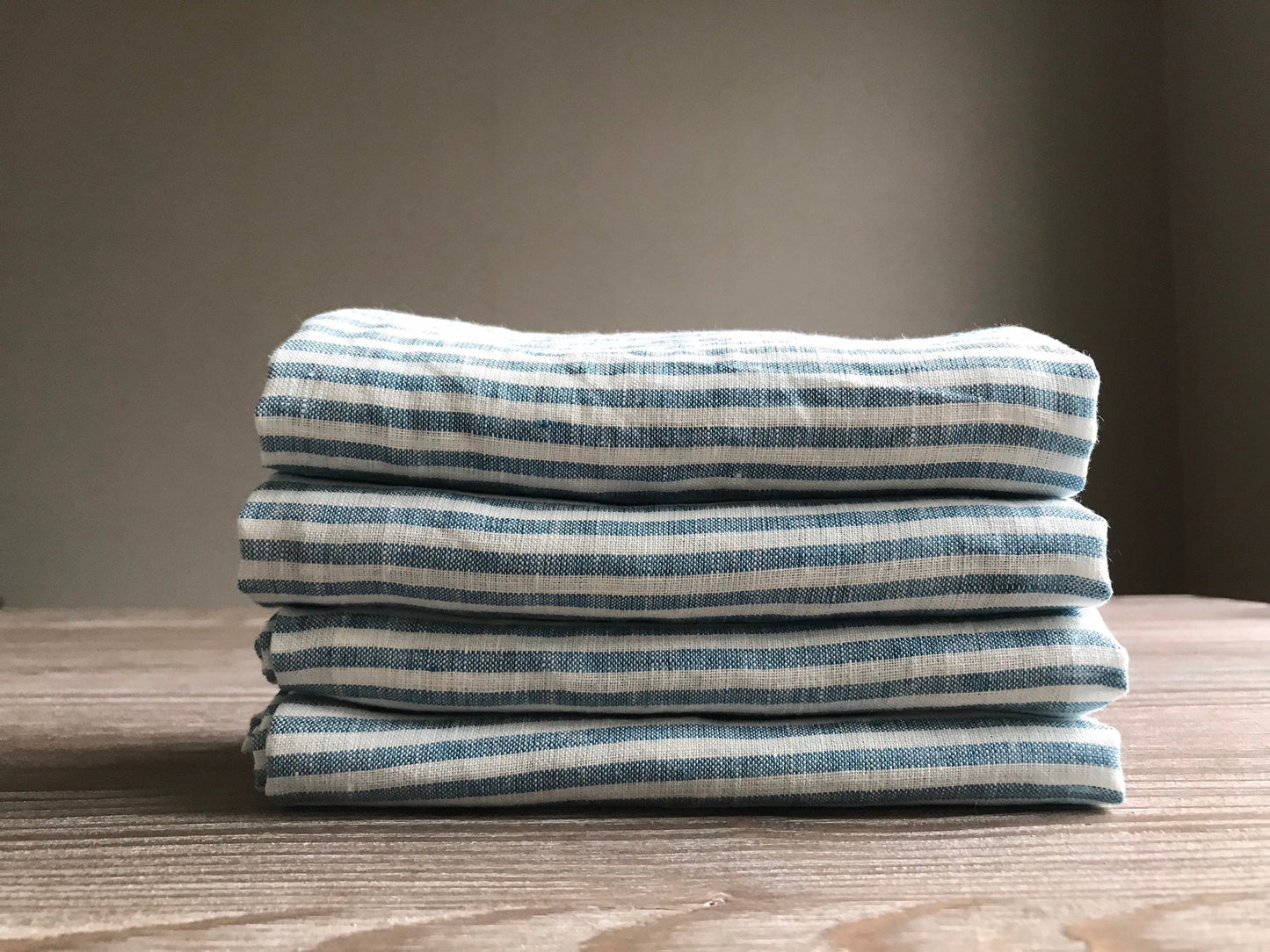 Linen tea towel. Kitchen towel. Turquoise stripes