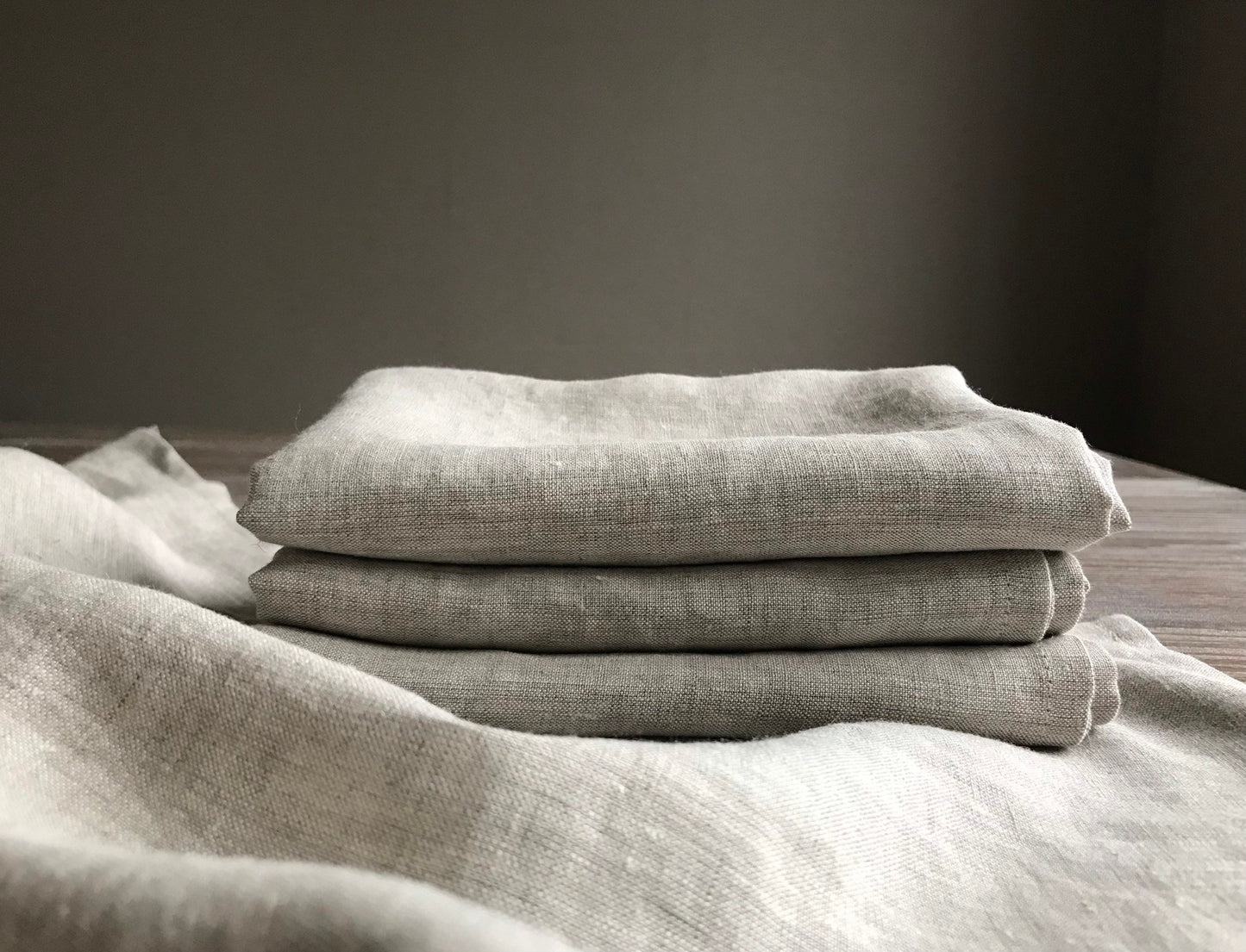 100% linen tea towel. Kitchen towel. Natural linen, beige stripes