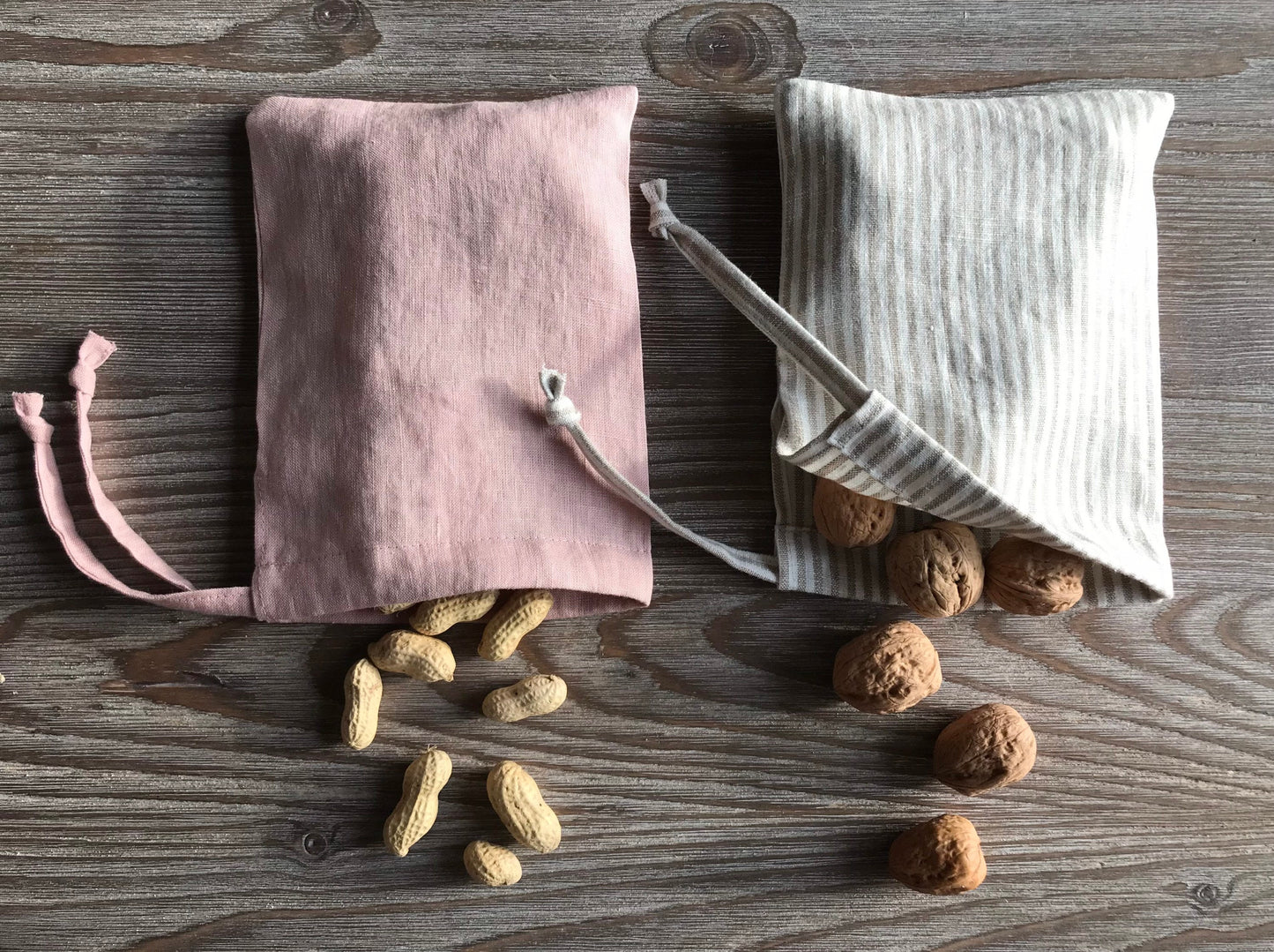 Reusable linen kitchen storage bag. Food storage bag. Assorted colors