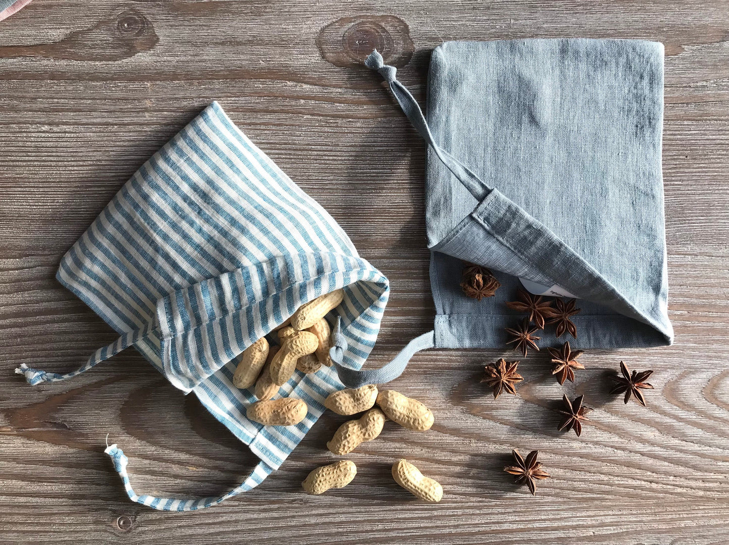 Reusable linen kitchen storage bag. Food storage bag. Assorted colors