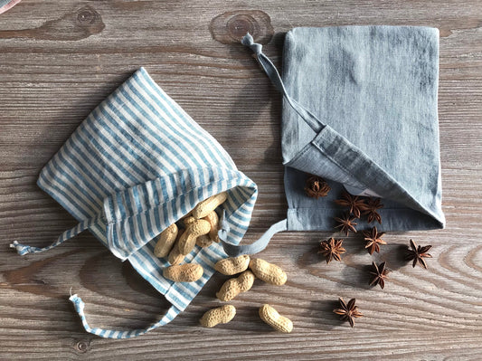 Reusable linen kitchen storage bag. Food storage bag. Assorted colors