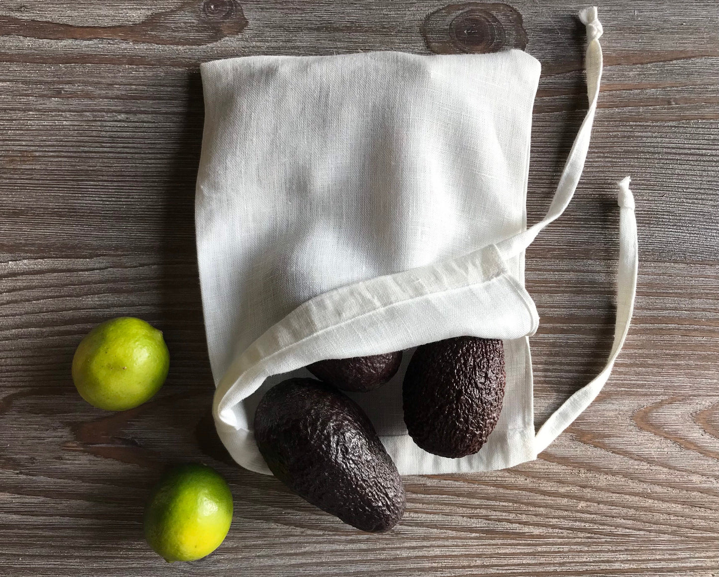 Reusable linen kitchen storage bag. Food storage bag. Assorted colors