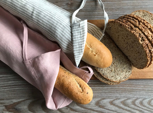 100% Linen bread baguette bag