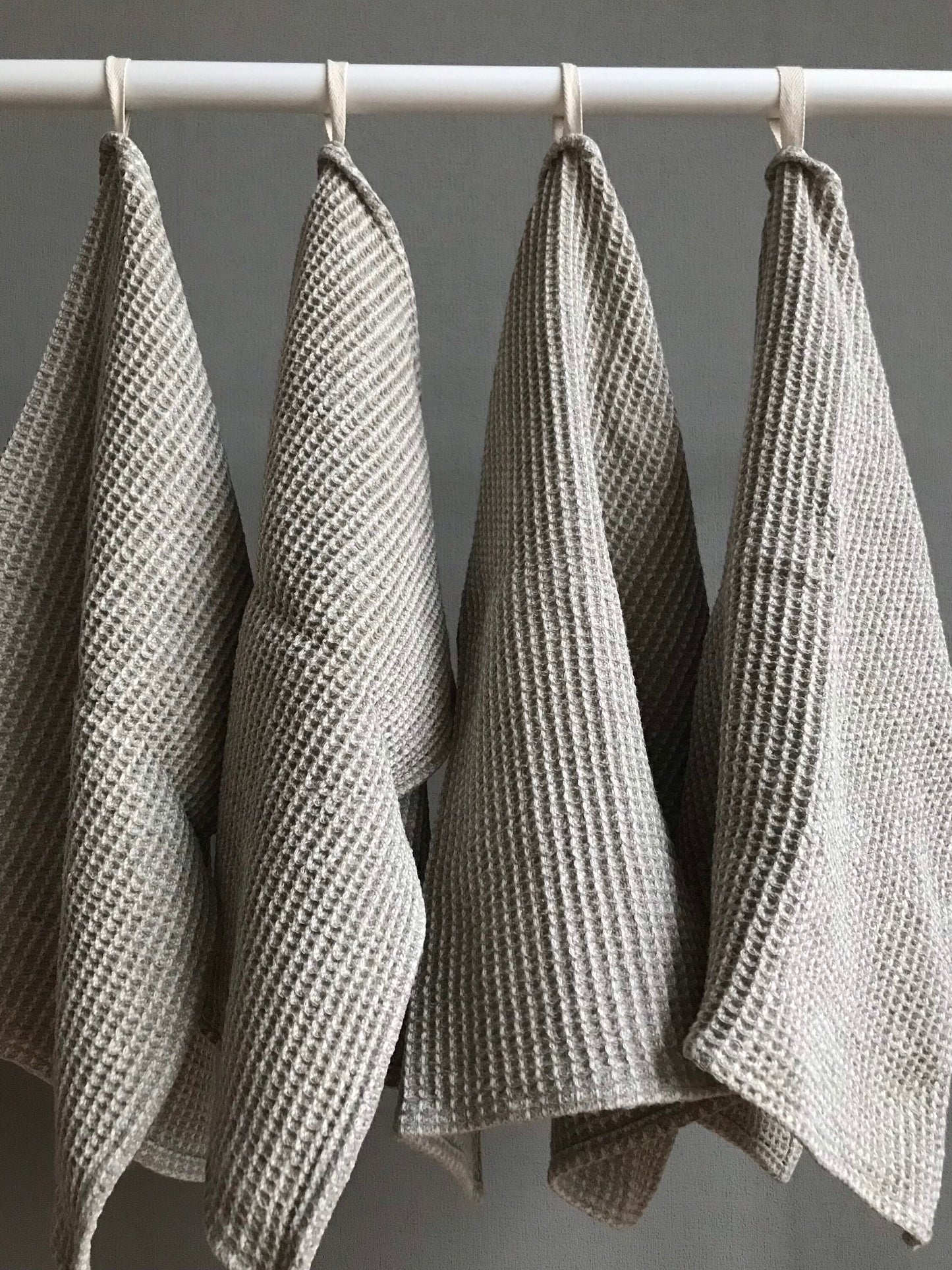 100% linen waffle towel. Kitchen tea towel. Natural Linen