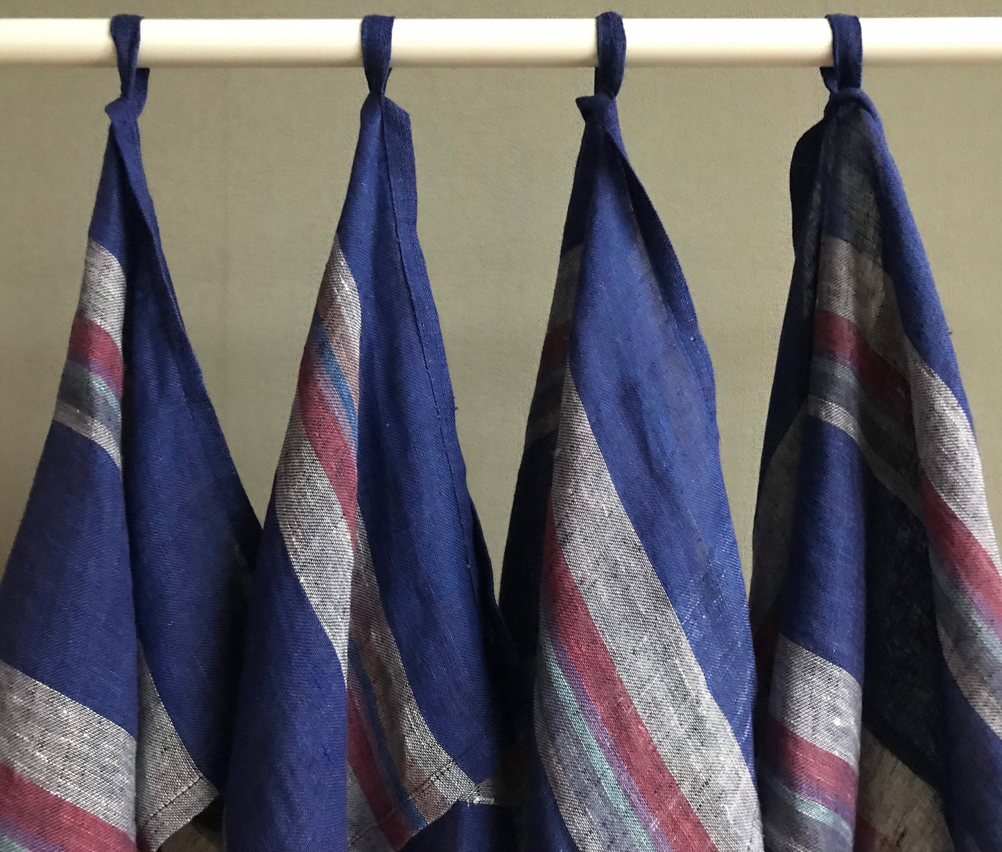 Kitchen linen tea towel. Navy blue