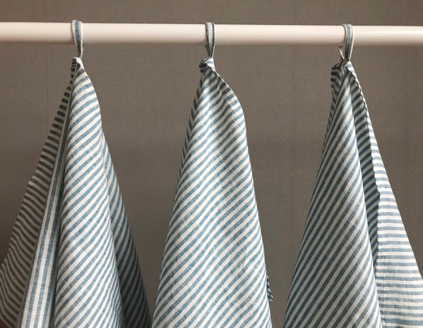 Linen tea towel. Kitchen towel. Turquoise stripes