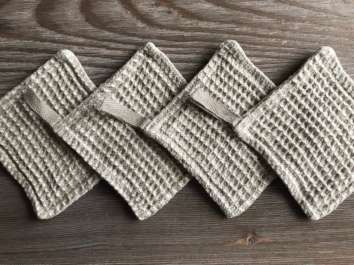 Washable face cleaning sponges, Set of 2, 4. Waffle linen peeling exfoliated cloth