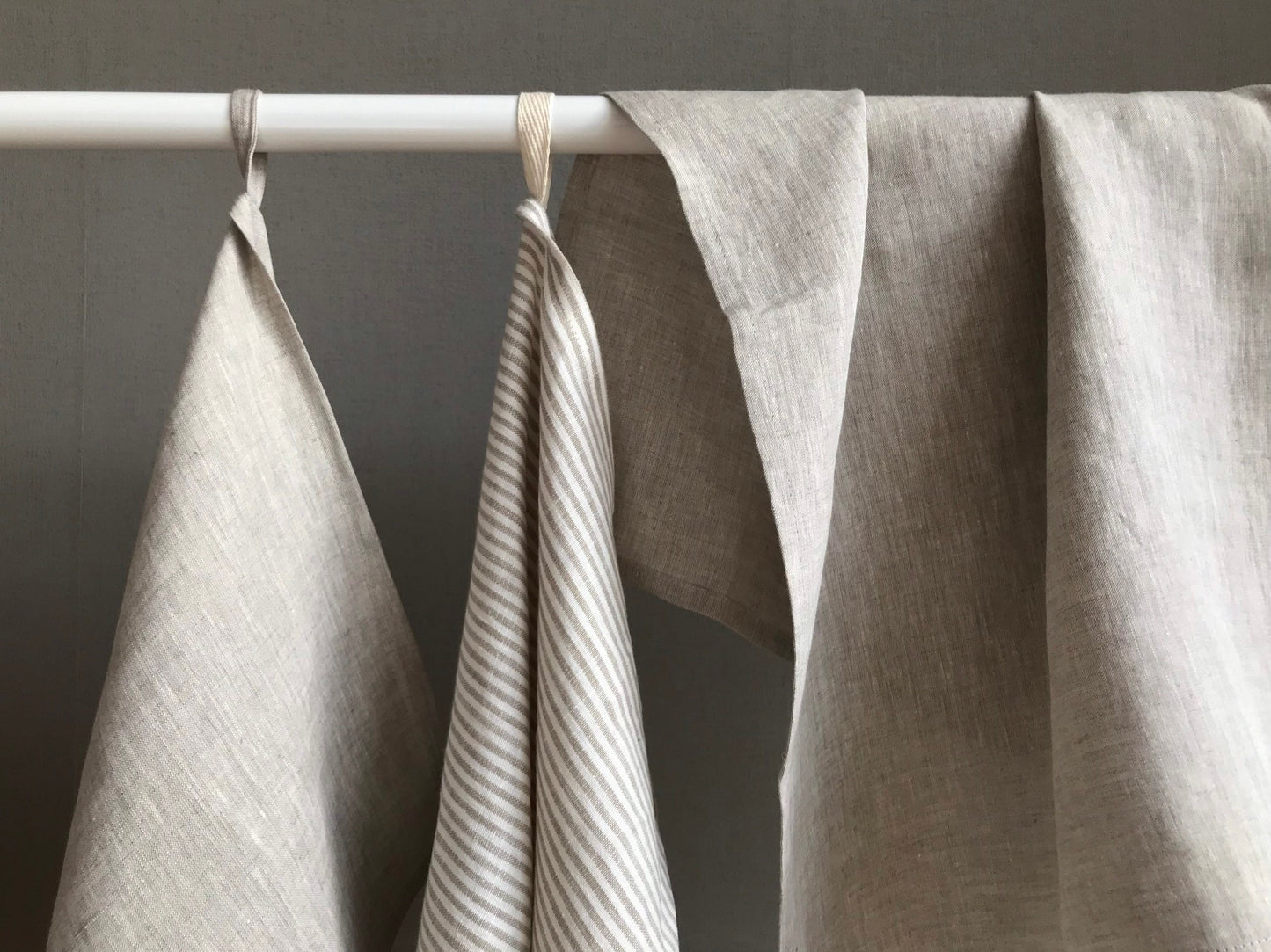 100% linen tea towel. Kitchen towel. Natural linen, beige stripes