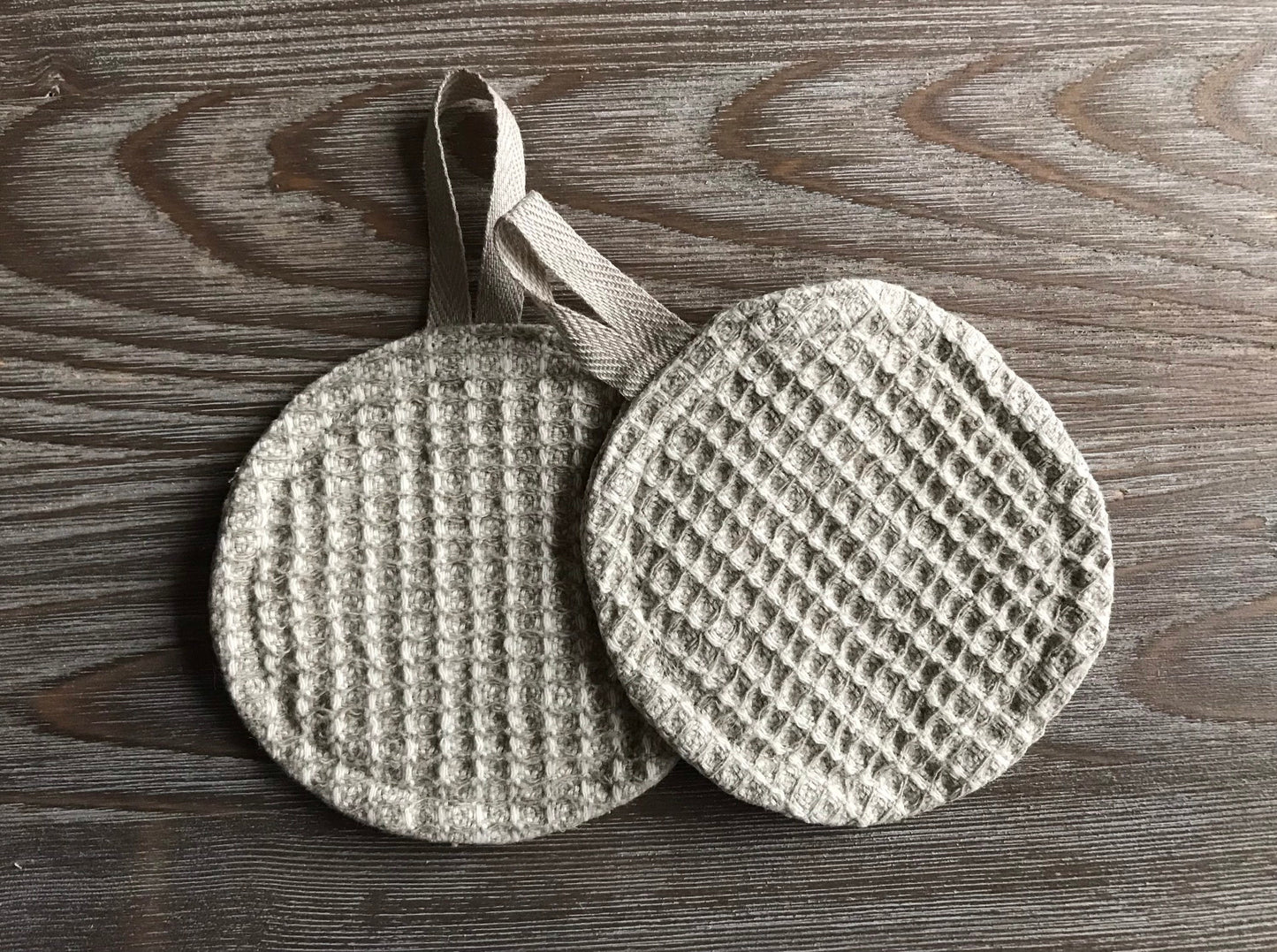 Reusable linen face cleaning sponges. Set of 2, 4. Skin peeling exfoliating cloth.