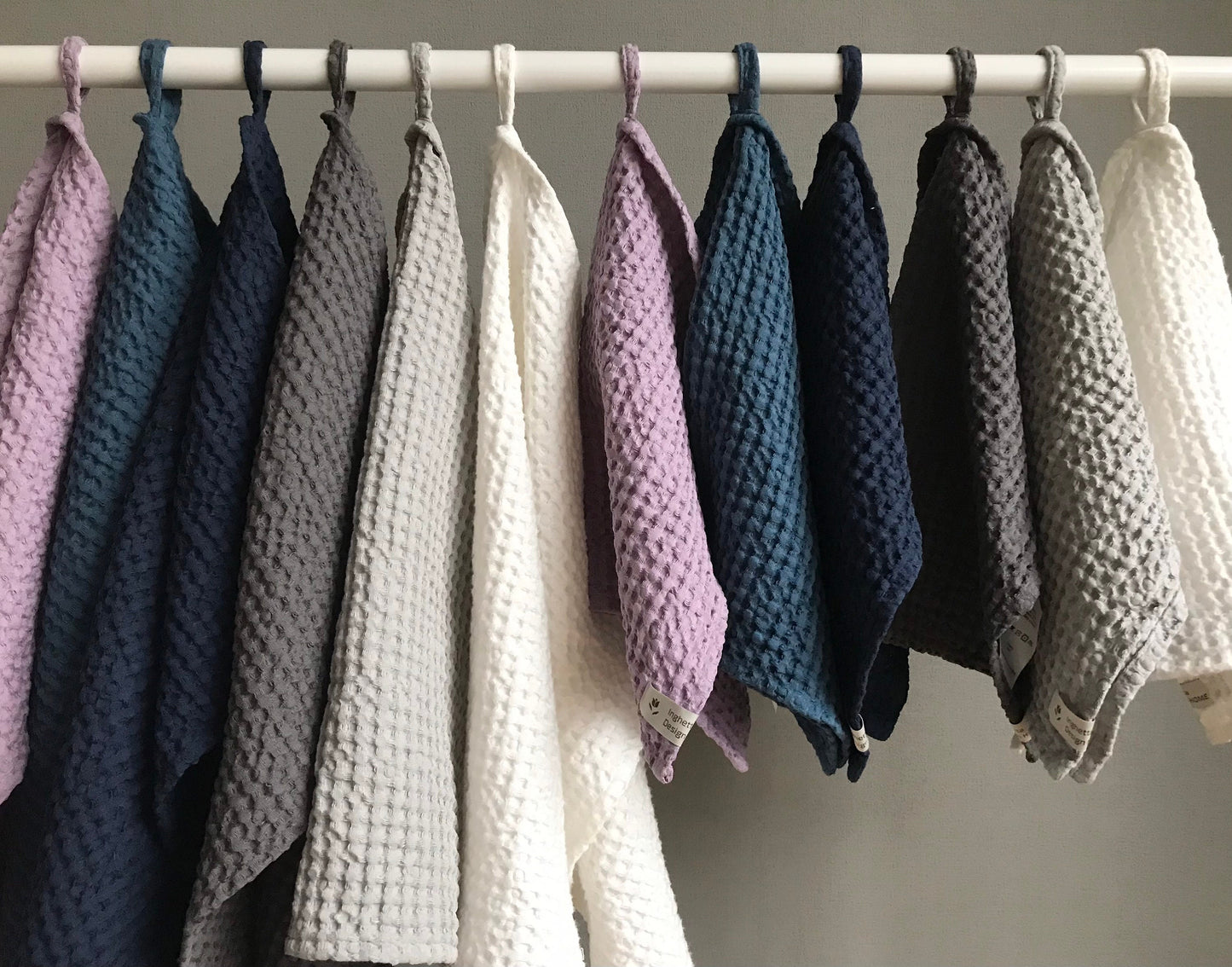 Linen waffle hand towel. Assorted colors.