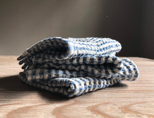Kitchen linen dish cloth. Set of 4. Blue-white