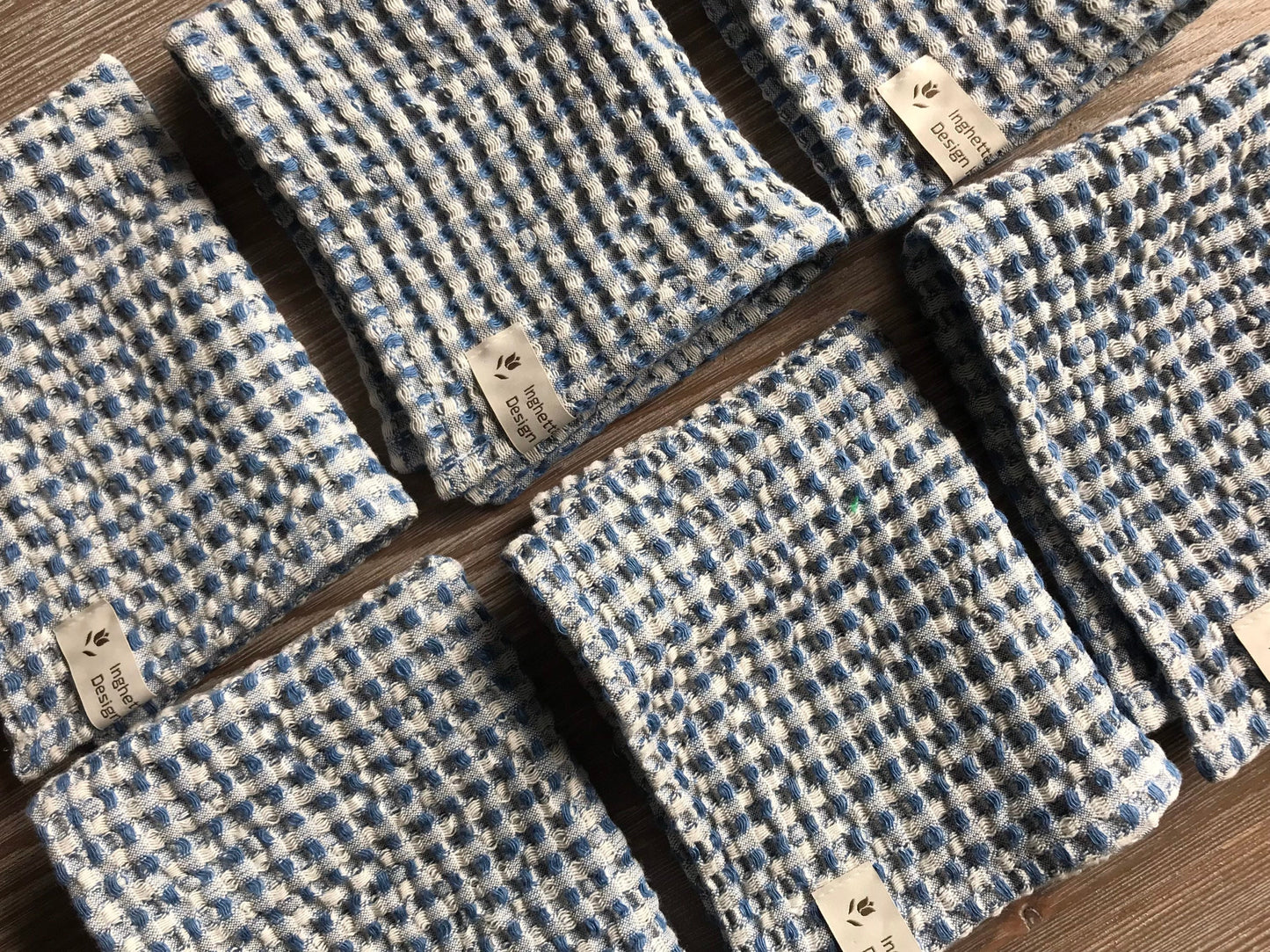 Kitchen linen dish cloth. Set of 4. Blue-white