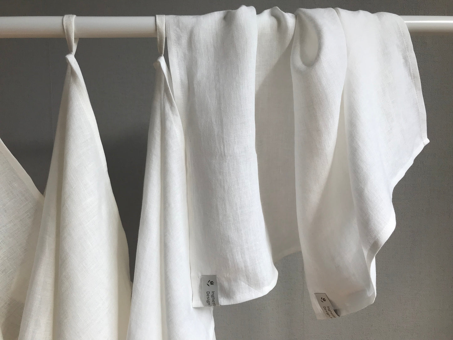 100% linen tea towel. Dish hand towel. White