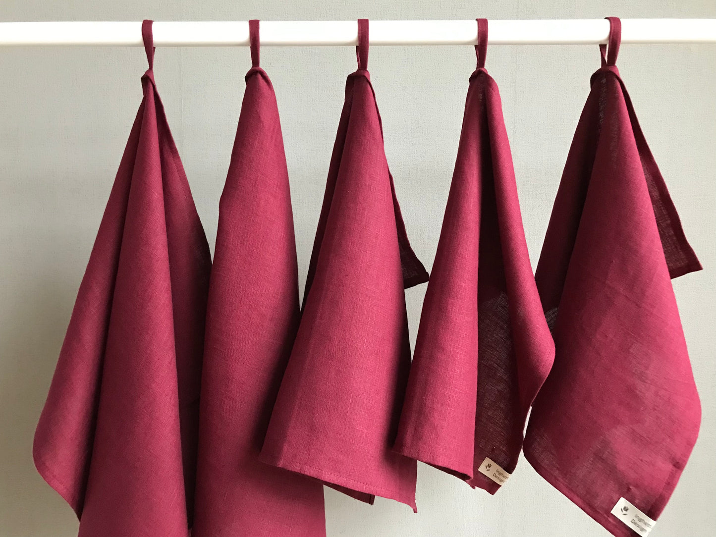 100% linen tea towel. Dish kitchen towel. Wine red