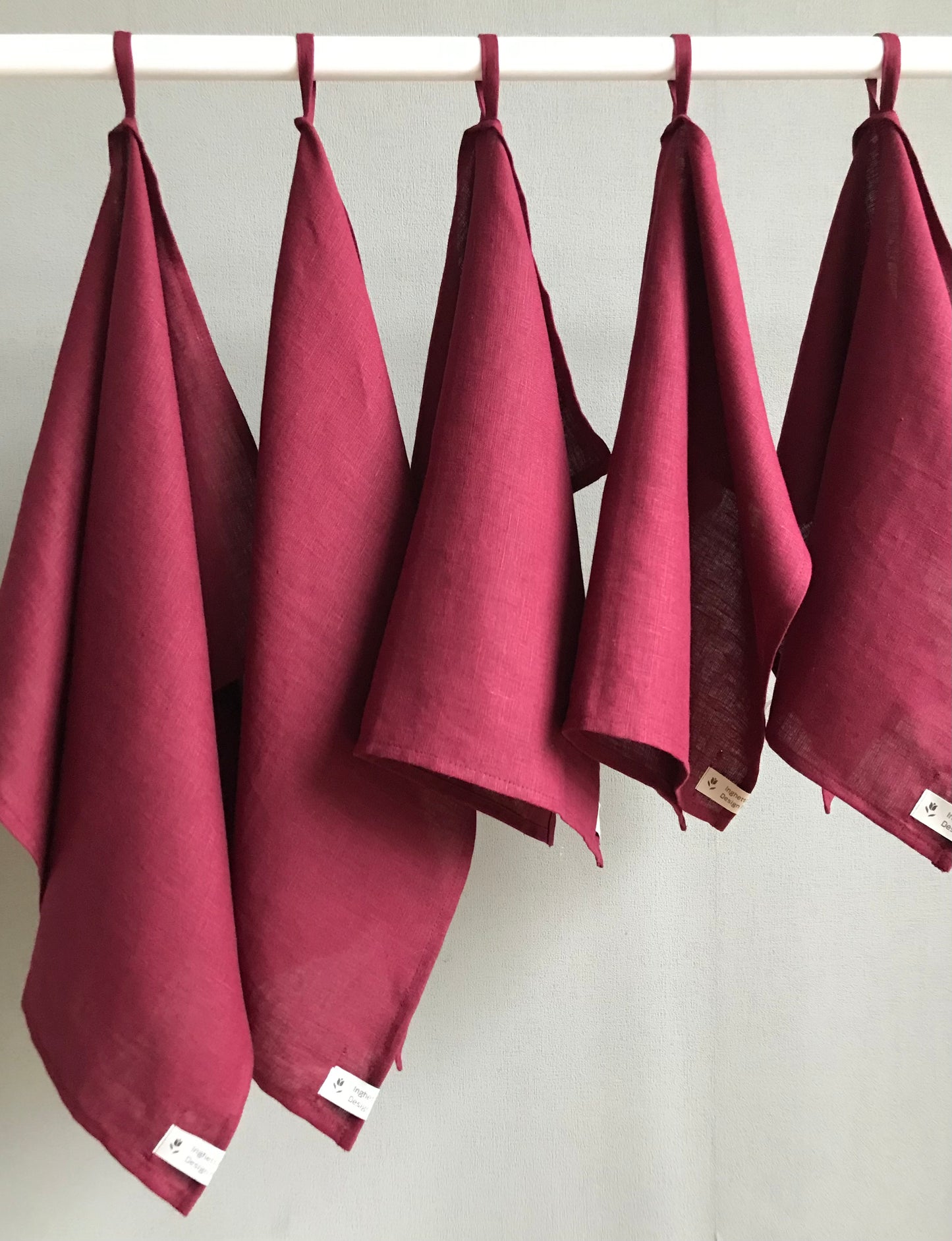 100% linen tea towel. Dish kitchen towel. Wine red