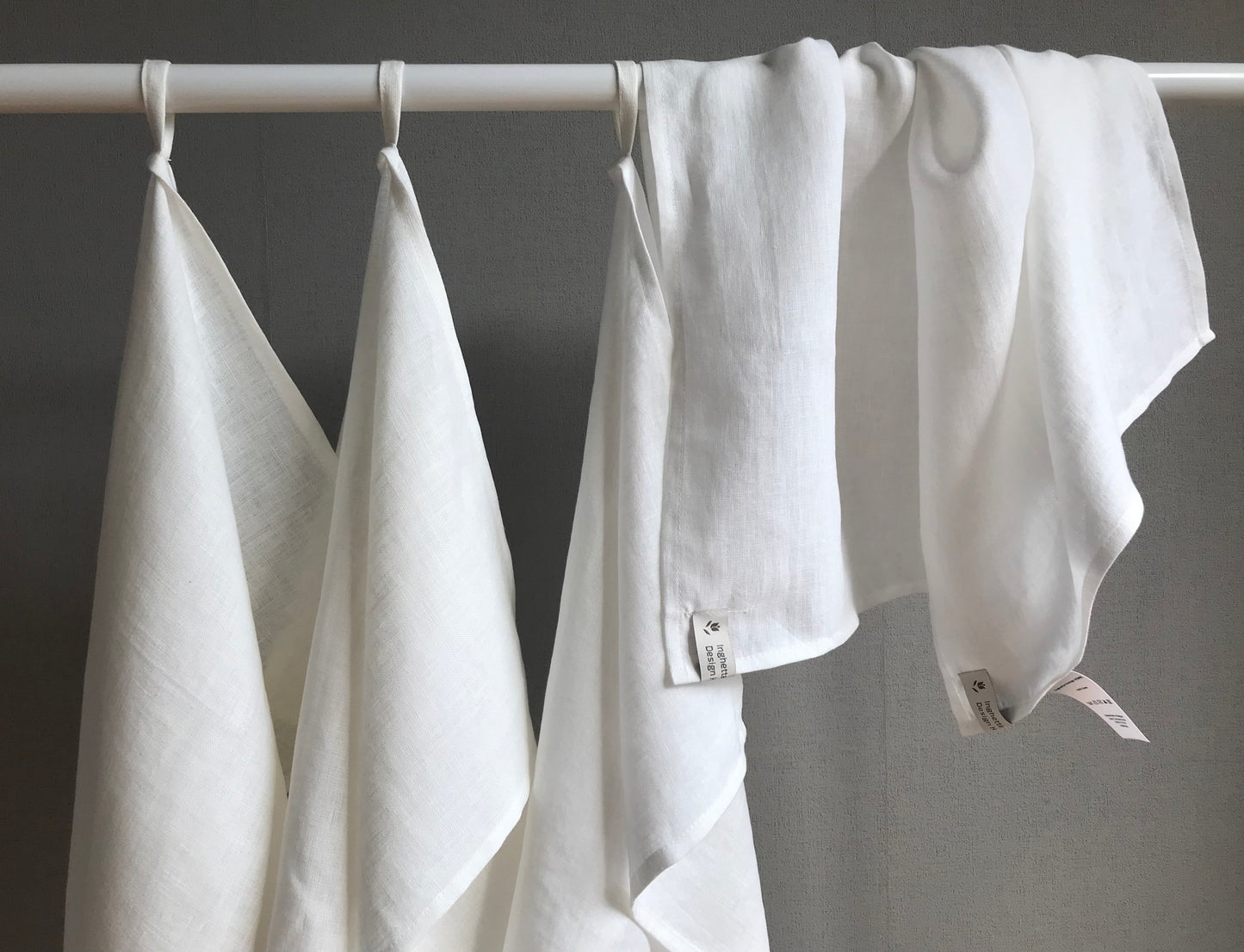 100% linen tea towel. Dish hand towel. White