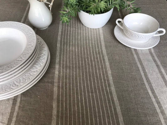 100% linen large tablecloth. Natural Linen kitchen textile