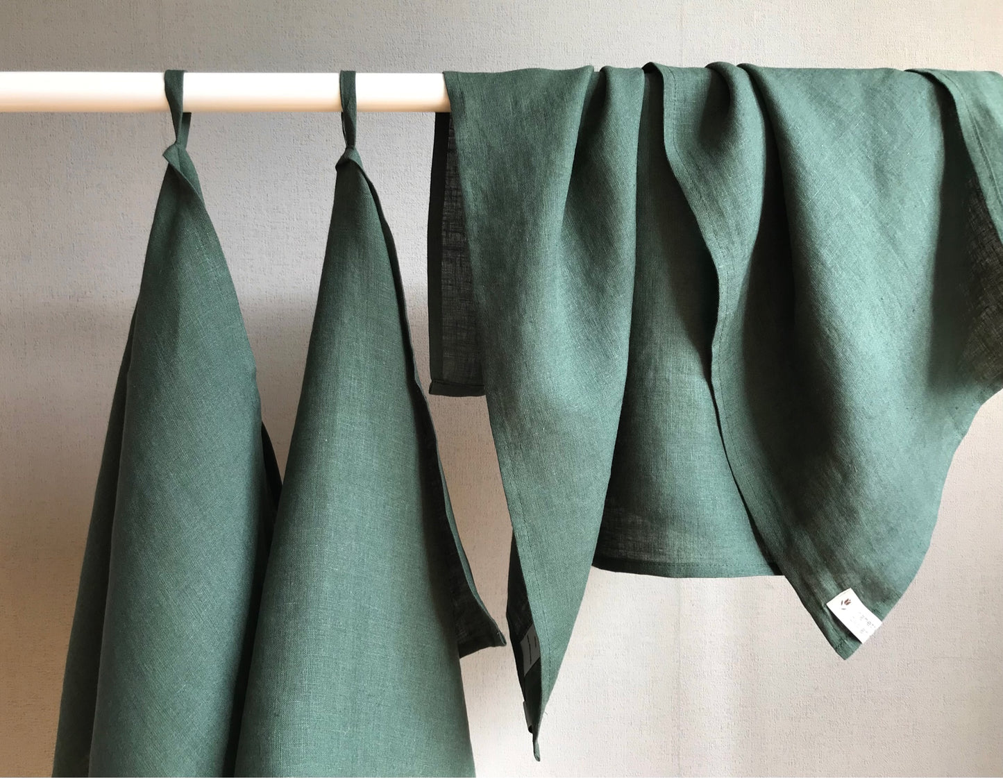 100% linen tea towel. Dish kitchen towel. Green