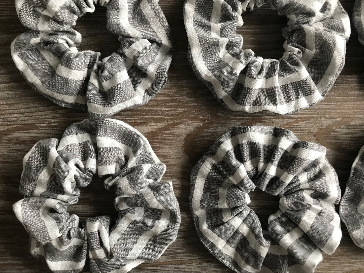 Linen hair scrunchie with stripes. Linen hair tie. Hair Accessories