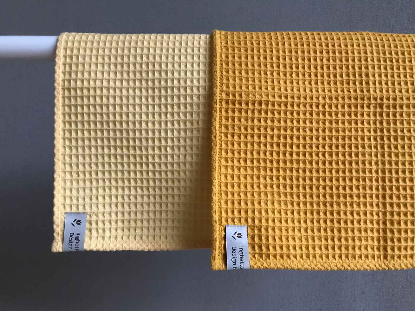 Cotton fingertips towel. Waffle weave small towels. Honey Yellow