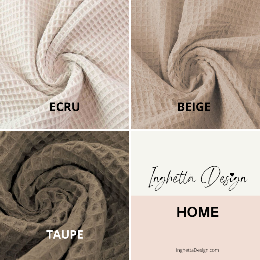 Cotton fingertip waffle weave towel. Assorted beige colors