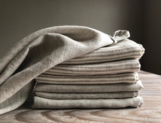 100% linen tea towel. Kitchen towel. Natural linen, beige stripes