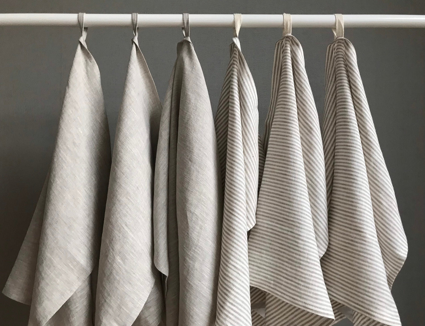 100% linen tea towel. Kitchen towel. Natural linen, beige stripes