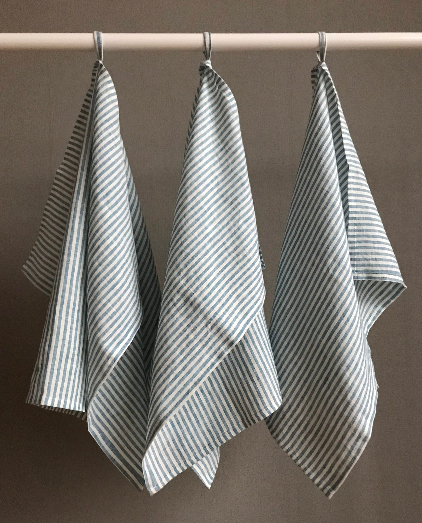 Linen tea towel. Kitchen towel. Turquoise stripes