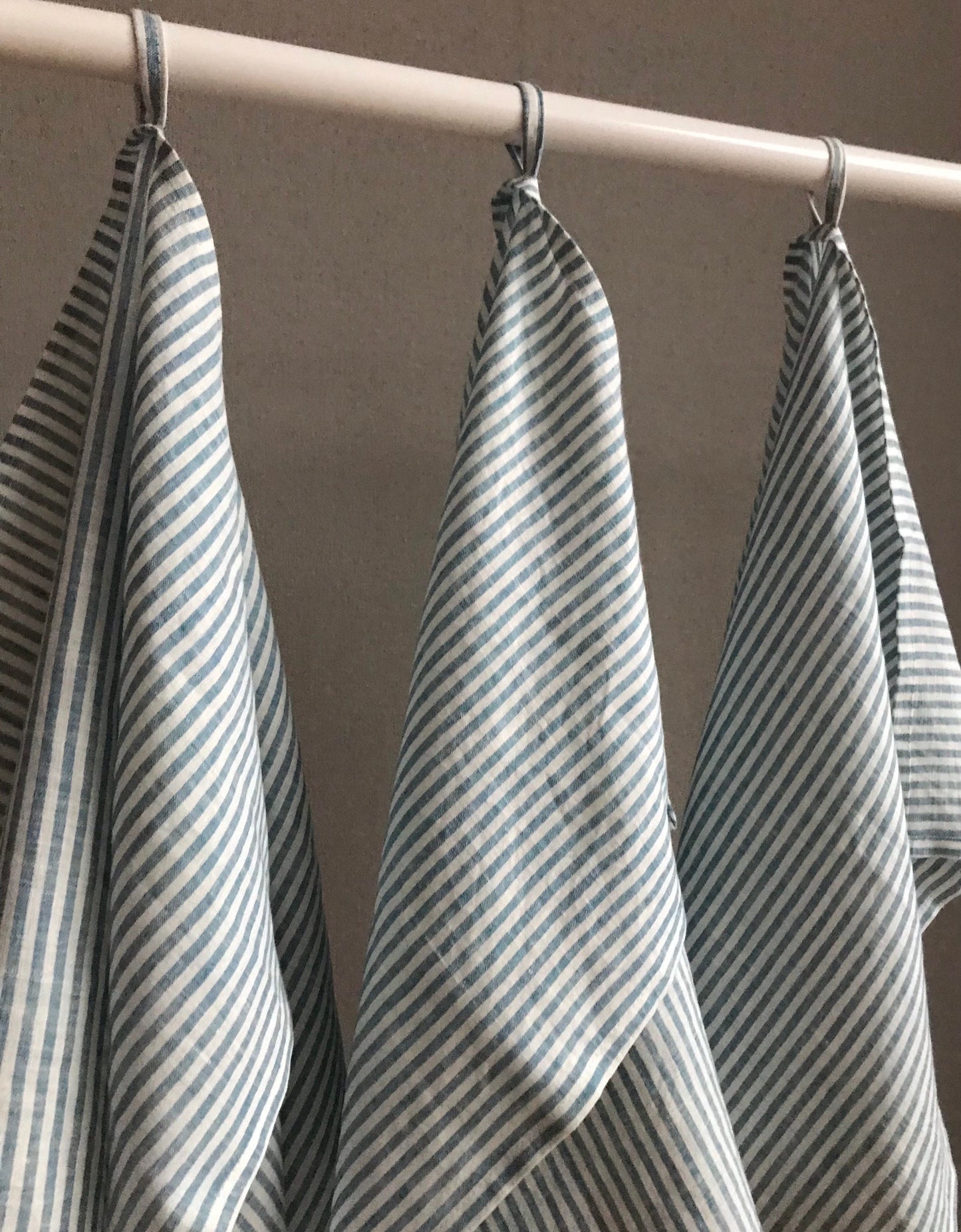 Linen tea towel. Kitchen towel. Turquoise stripes
