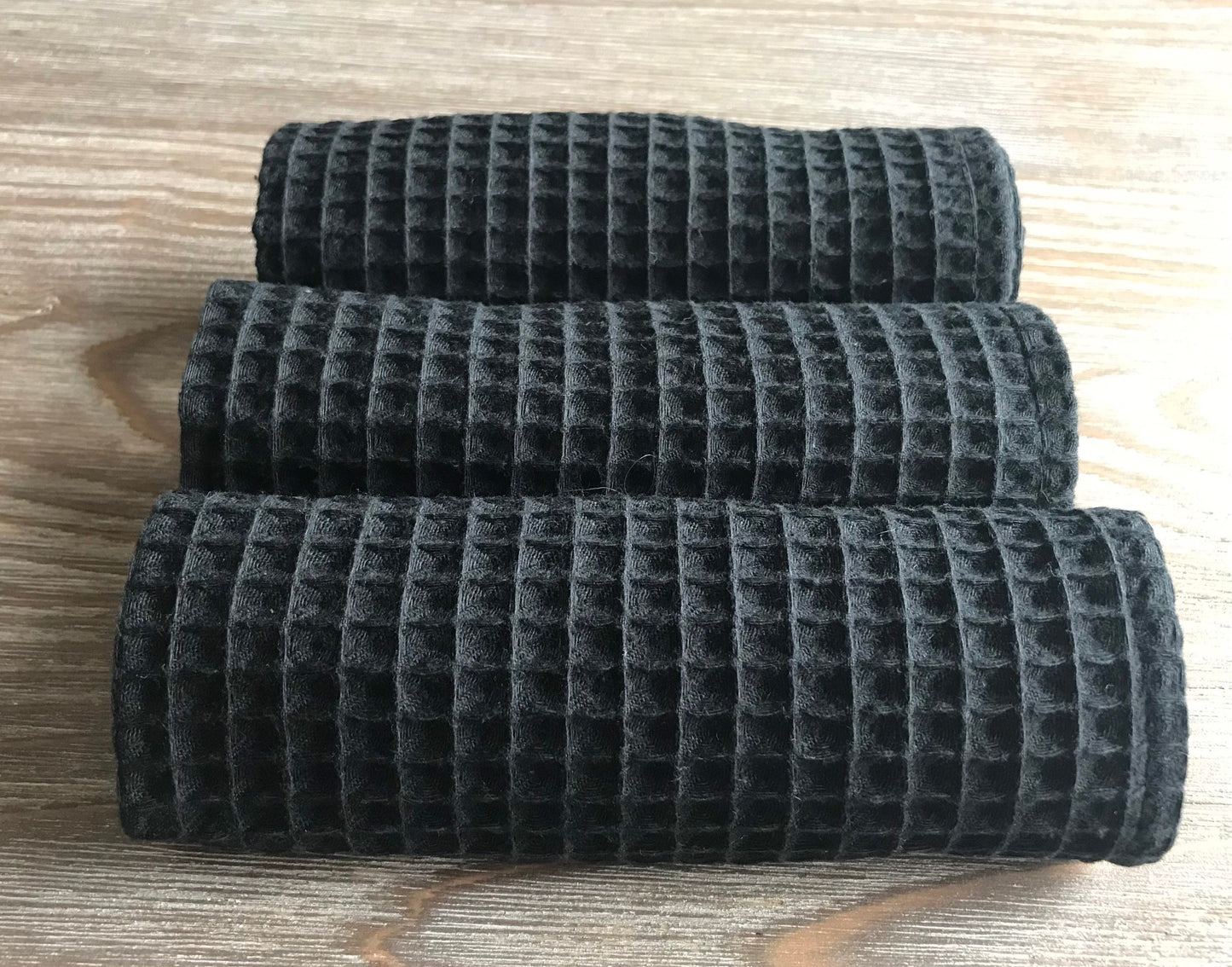 Cotton fingertips towel. Waffle weave small towels. Charcoal black.