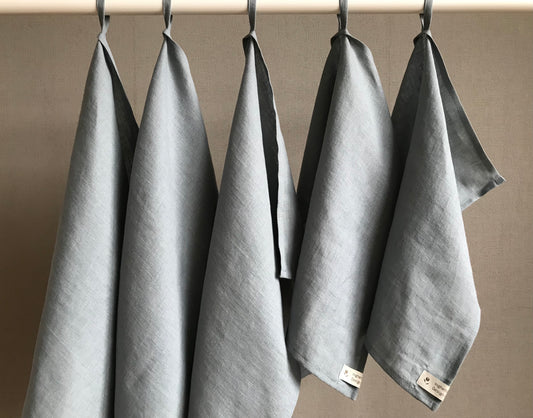 100% linen tea towel. Dish kitchen towel. Aquamarine blue